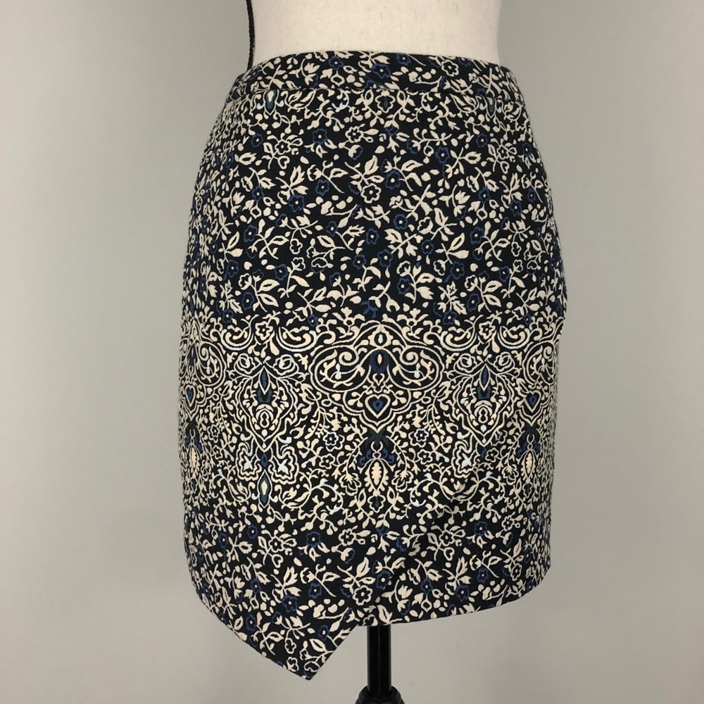 H&M Floral Texture Asymmetrical Cross Front Skirt